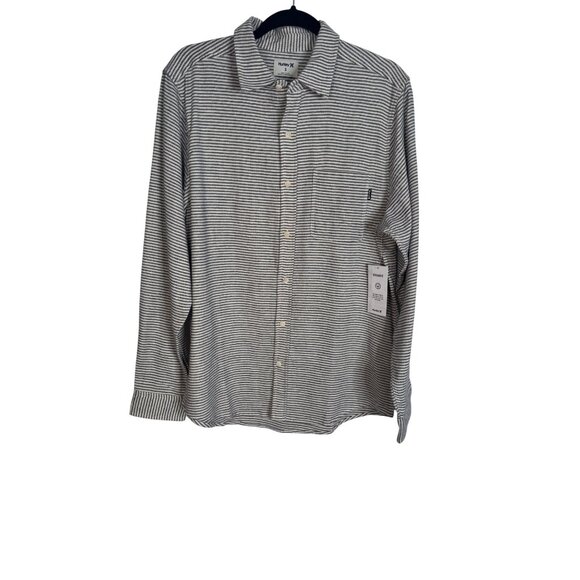 NWT Hurley Small Mens Striped Organic Cotton Flannel Shirt - Picture 1 of 16